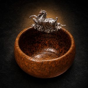 Horse Zodiac Silver-Adorned Coarse Pottery Teacup｜马银饰粗陶茶杯