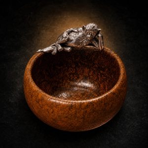 Monkey Zodiac Silver-Adorned Coarse Pottery Teacup|猴银饰粗陶茶杯