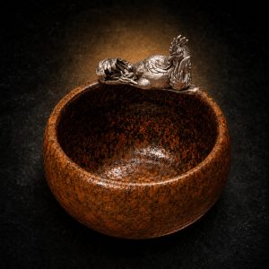 Rooster Zodiac Silver-Adorned Coarse Pottery Teacup｜鸡银饰粗陶茶杯