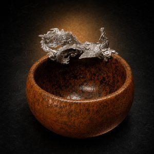 Phoenix Divine Beast Silver-Adorned Coarse Pottery Teacup｜凤凰银饰粗陶茶杯