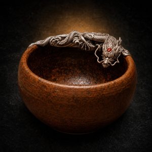 Dragon Zodiac Silver-Adorned Coarse Pottery Teacup|龙银饰粗陶茶杯