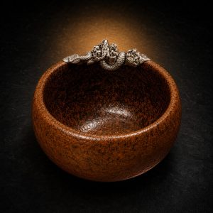 Snake Zodiac Silver-Adorned Coarse Pottery Teacup｜蛇银饰粗陶茶杯
