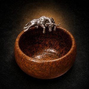 Ox Zodiac Silver-Adorned Coarse Pottery Teacup｜牛银饰粗陶茶杯