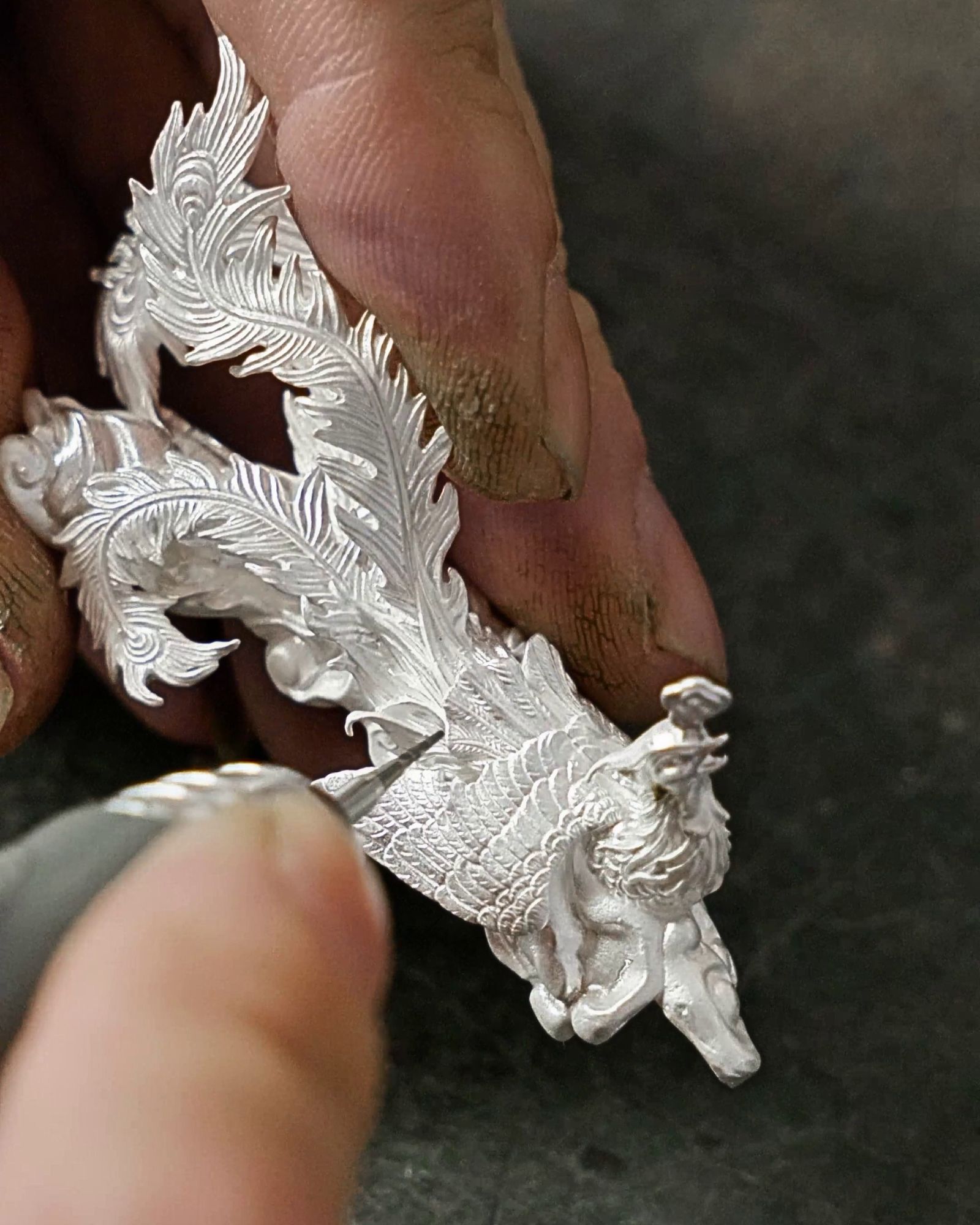 Fine silver shaped by hand