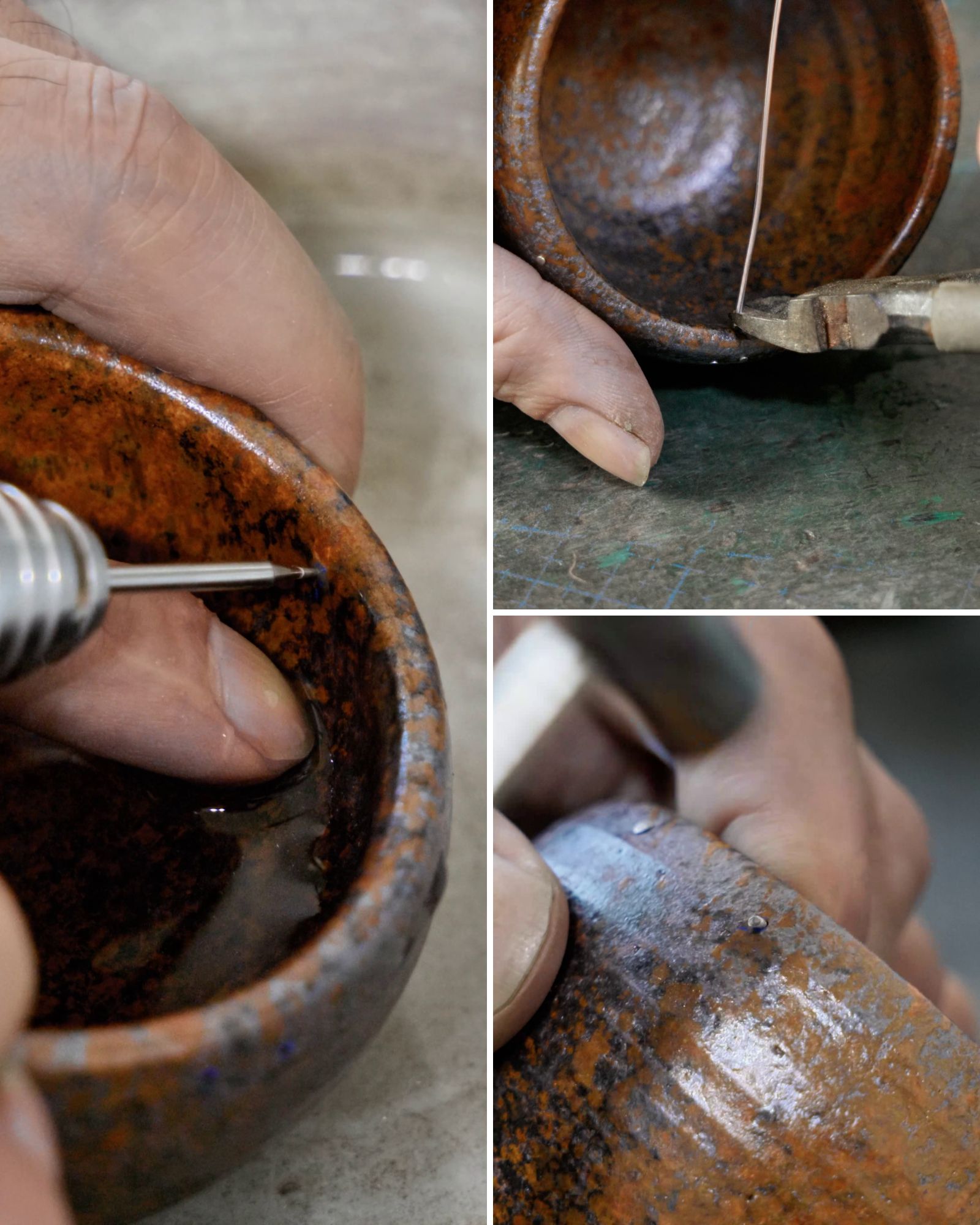 Traditional silver riveting craftsmanship